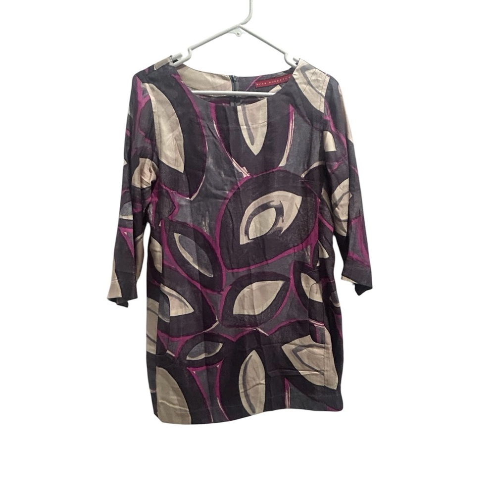 Women’s Silk Printed Scoop Neck Tunic Dress w/Pockets In Small By Ryan Roberts